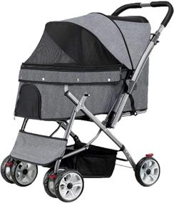 img 4 attached to Premium Pet Cart: 2-in-1 Dog Stroller & Cart | Lightweight, Foldable, and Easy to Assemble | 360° Rotating Front Wheel with Brakes | Ideal for Outings | Max Load 55LB