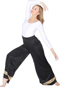 img 3 attached to Danzcue Praise Palazzo Black Gold S M Adult Sports & Fitness