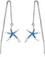 🐠 opal fish hoops: nautical starfish earrings in 925 sterling silver - perfect gift for women & starfish lovers! logo