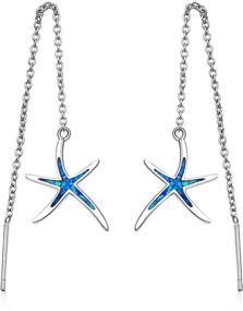 img 4 attached to 🐠 Opal Fish Hoops: Nautical Starfish Earrings in 925 Sterling Silver - Perfect Gift for Women & Starfish Lovers!