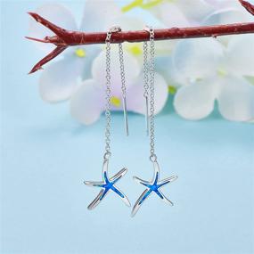 img 3 attached to 🐠 Opal Fish Hoops: Nautical Starfish Earrings in 925 Sterling Silver - Perfect Gift for Women & Starfish Lovers!