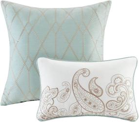 img 2 attached to 🛏️ Madison Park Pure Ronan Cotton Comforter Set - Casual Paisley Design | All-Season Alternative Down | Cozy Bedding with Matching Shams and Decorative Pillows | Full/Queen (88 in x 92 in) | Blue | 5-Piece