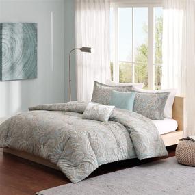 img 4 attached to 🛏️ Madison Park Pure Ronan Cotton Comforter Set - Casual Paisley Design | All-Season Alternative Down | Cozy Bedding with Matching Shams and Decorative Pillows | Full/Queen (88 in x 92 in) | Blue | 5-Piece