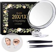 🔍 compact foldable 20x magnifying mirror with stand - portable handheld hand mirror with handle, double sided, 5 inch round design logo