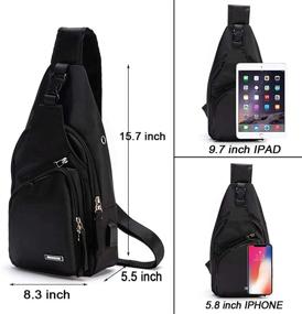 img 3 attached to 👜 Water-Resistant Men's Sling Bag: Shoulder Chest Crossbody Bags with USB Charging Port