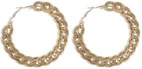 img 2 attached to JWICOS Large Gold Round Loop Earrings: Chic Chunky Cuban Chain Hoop Earrings for Women and Girls