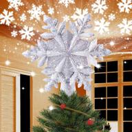 🎄 led snowflake projector with rotating lighted star tree topper - 3d lighting flashing christmas tree toppers, perfect for indoor christmas decoration logo