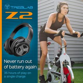 img 2 attached to 🎧 TREBLAB Z2: Over Ear Workout Headphones with Microphone, Bluetooth 5.0, Active Noise Cancelling (ANC), 35H Battery Life - Black (Renewed)