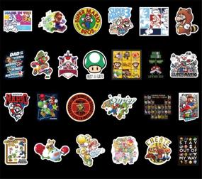 img 2 attached to 🎮 Super Mario Bros Waterproof Stickers Pack - Laptop, Water Bottles, Skateboard, Snowboard, Car, Bicycle, Luggage Decals - Set of 50+