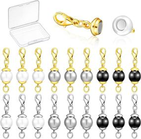 img 4 attached to 🔒 18 Magnetic Jewelry Clasps - Locking Lobster Clasp, Necklace and Bracelet Closure with Bracelet Extender, Round Artificial Pearl Locking Clasp for Jewelry Making