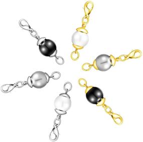 img 1 attached to 🔒 18 Magnetic Jewelry Clasps - Locking Lobster Clasp, Necklace and Bracelet Closure with Bracelet Extender, Round Artificial Pearl Locking Clasp for Jewelry Making