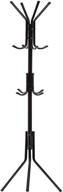 black metal coat rack stand - stylish hall tree entry-way furniture for hanging jackets, purses, hats, and more - home/office floor hanger with 12 hooks logo