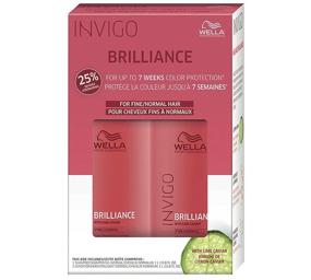 img 1 attached to 💆 Шампунь и кондиционер WELLA Brilliance Дуэт - 33.8 унции (1 литр), Идеально для тонких и нормальных окрашенных волос.