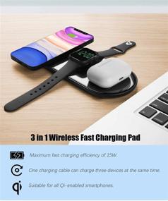 img 3 attached to 🔋 Senlleo 3 in 1 Wireless Charging Pad - Fast Qi-Certified Charger for Apple AirPods and iPhones - Compatible with Samsung Smartphone - No QC 3.0 Adapter - Black