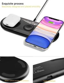 img 1 attached to 🔋 Senlleo 3 in 1 Wireless Charging Pad - Fast Qi-Certified Charger for Apple AirPods and iPhones - Compatible with Samsung Smartphone - No QC 3.0 Adapter - Black