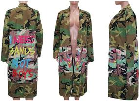 img 2 attached to DINGANG Mid Length Fashion Camouflage Outerwear Women's Clothing