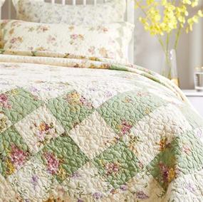 img 3 attached to Greenland Home Bliss Full/Queen Ivory Patchwork Quilt Set - 100% Cotton Authentic Bedding