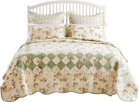 img 1 attached to Greenland Home Bliss Full/Queen Ivory Patchwork Quilt Set - 100% Cotton Authentic Bedding