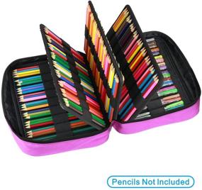 img 2 attached to 🖍️ YOUSHARES 220 Slots Colored Pencil Case with 145 Slots for Gel Pens - Handy Multilayer Organizer Holder for Coloring, Glitter Gel Pens, Refills, and Colored Pencils in Purple
