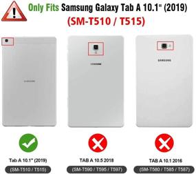 img 3 attached to 📱 Кожаный чехол для планшета ZoneFoker Galaxy Tab A 10.1 дюйма 2019 года | Защита 360 градусов | Многоугольник просмотра | Держатель для карандаша | Красный | Samsung Galaxy Tab A 10.1 SM-T510/SM-T515