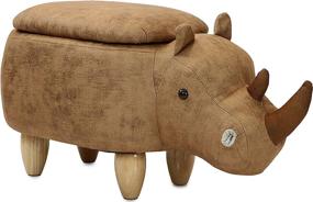 img 4 attached to 🦏 CRITTER SITTERS Brown 15" Seat Height Animal Rhino-Faux Leather Look-Durable Legs-Storage Ottoman: Ideal Nursery, Bedroom, Playroom & Living Room Decor