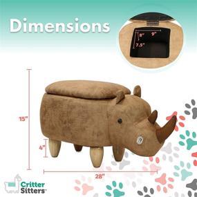 img 2 attached to 🦏 CRITTER SITTERS Brown 15" Seat Height Animal Rhino-Faux Leather Look-Durable Legs-Storage Ottoman: Ideal Nursery, Bedroom, Playroom & Living Room Decor