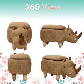 img 1 attached to 🦏 CRITTER SITTERS Brown 15" Seat Height Animal Rhino-Faux Leather Look-Durable Legs-Storage Ottoman: Ideal Nursery, Bedroom, Playroom & Living Room Decor