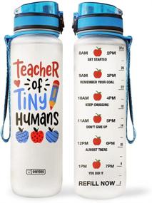 img 4 attached to Stay Hydrated and Motivated with the 64HYDRO 32oz 1Liter Water Bottle - Ideal for Kindergarten Teachers and Busy Individuals - HHP1808024