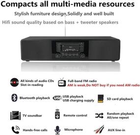 img 3 attached to 🎵 KEiiD CD Player with Bluetooth Wooden Stereo System - Home Desktop Speakers with FM Radio, USB, SD, AUX & Remote Control - 28-Inch Length, 20-Pounds Weight