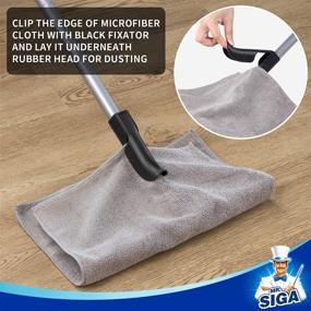 img 3 attached to 🧹 MR.SIGA 2 in 1 Pet Hair Removal Rubber Broom with Squeegee | Adjustable 62 inch Floor Brush for Carpet | Includes Microfiber Cloth for Dusting