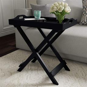 img 4 attached to 🏠 Luxurious Home Decoration Display and Accent Table in Black with Detachable Tray Top