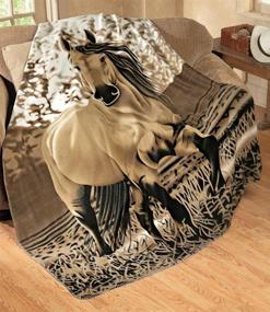 img 1 attached to 🐎 CT DISCOUNT STORE Elegant Western Galloping Horse Fleece Throw Blanket - Cozy Polyester 63"x73