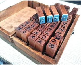 img 3 attached to ONEVER 70Pcs Wooden Rubber Alphabet Letter Number Stamps Stamper Seal Set - Ideal for Teaching Kids Capital & Lowercase Letters - Dark Wooden