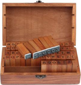 img 1 attached to ONEVER 70Pcs Wooden Rubber Alphabet Letter Number Stamps Stamper Seal Set - Ideal for Teaching Kids Capital & Lowercase Letters - Dark Wooden