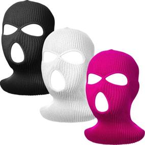 img 4 attached to 🧣 GeYoga Unisex 3-Piece 3-Hole Knitted Full Face Covering Balaclava – Warm Winter Ski Mask for Outdoor Sports, Cycling, and Biking