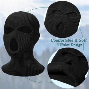 img 2 attached to 🧣 GeYoga Unisex 3-Piece 3-Hole Knitted Full Face Covering Balaclava – Warm Winter Ski Mask for Outdoor Sports, Cycling, and Biking