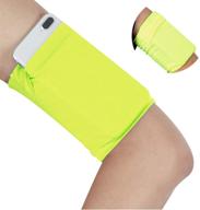 fluorescent yellow armband wristband for keys running walking - cell phone arm wrist band sleeve strap wristband pouch case for runs walks yoga biking fishing skating gardening walking the dog - small logo