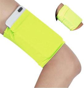 img 4 attached to Fluorescent Yellow Armband Wristband for Keys Running Walking - Cell Phone Arm Wrist Band Sleeve Strap Wristband Pouch Case for Runs Walks Yoga Biking Fishing Skating Gardening Walking the Dog - Small