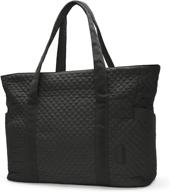 large tote bag with shoulder straps and yoga mat buckle - perfect for gym, work, and school. fits 15.6'' laptop logo