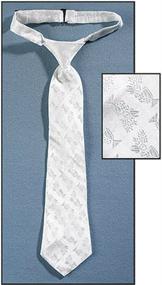 img 1 attached to 👔 Boys Holy First Communion Gift: Chalice Brocade 14 Inch White Satin Adjustable Dress Tie - Religious Gifts for a Memorable Occasion