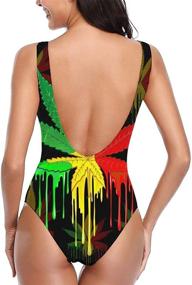 img 3 attached to 🌿 YING Jamaican Marijuana Leaves Women's Quick Drying One Piece Swimsuits with Elasticity - Stylish Bathing Suit Swimwear