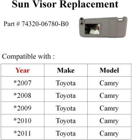 img 1 attached to SAILEAD Gray Left Driver Side Sun Visor for 2007-2011 Toyota Camry (No Sunroof/Light)