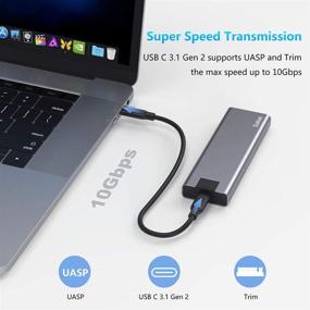 img 3 attached to 💾 Бесключевой корпус USB C 3.1 Gen 2 10Gbps для M.2 NVME SSD, до 4 ТБ хранения, поддержка UASP Trim, внешний адаптер для NVME PCIe M-Key (B + M Key) твердотельные накопители, подходит для размеров SSD 2242/2260/2280.