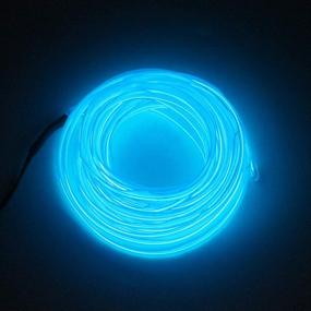 img 2 attached to Blue Car Interior Decoration Neon Light El Wire 5M/16FT 12V - Fuse Protected with 6mm Sewing Edge