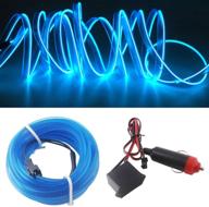 blue car interior decoration neon light el wire 5m/16ft 12v - fuse protected with 6mm sewing edge logo