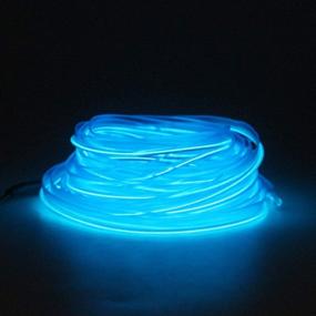 img 3 attached to Blue Car Interior Decoration Neon Light El Wire 5M/16FT 12V - Fuse Protected with 6mm Sewing Edge