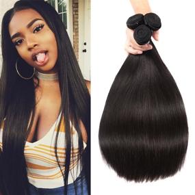 img 4 attached to 🔥 Karbalu Hair Brazilian Straight Virgin Hair Weave Bundles - 10A Grade 100% Virgin Human Hair Extensions - Natural Black (16", 18", 20")