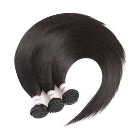 img 2 attached to 🔥 Karbalu Hair Brazilian Straight Virgin Hair Weave Bundles - 10A Grade 100% Virgin Human Hair Extensions - Natural Black (16", 18", 20")