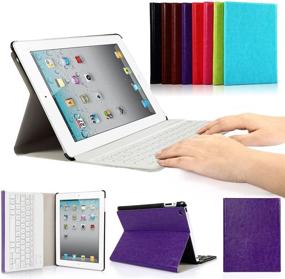 img 4 attached to 💜 CoastaCloud iPad 2/3/4 Thin Smart Stand Cover with Detachable Wireless Bluetooth Keyboard Case for Apple iPad 2 3 4 - Purple