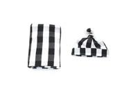 👶 copper robin large baby blankets for boys - black and white buffalo check plaid swaddle blanket and hat set - unisex (white/black plaid) - prime logo